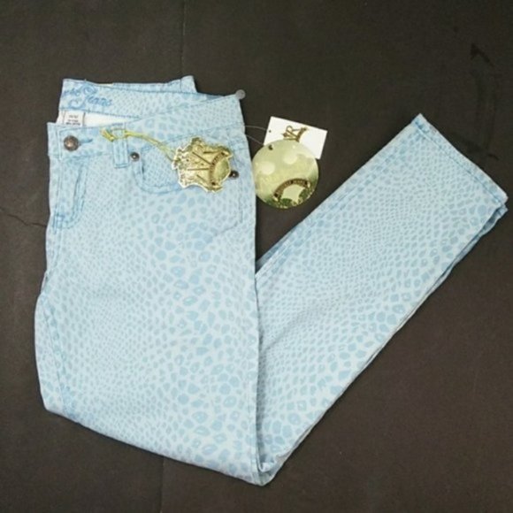 Blue Snakeskin Print Jeans by Request 13/14 NWT - Picture 1 of 9
